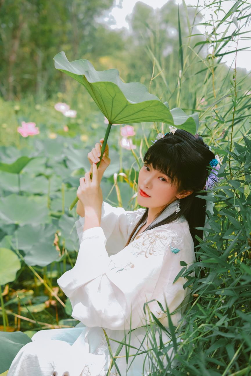 【汉服私影】 《采莲曲》 最新最热Cosplay旗袍丝袜诱惑美女古装套图