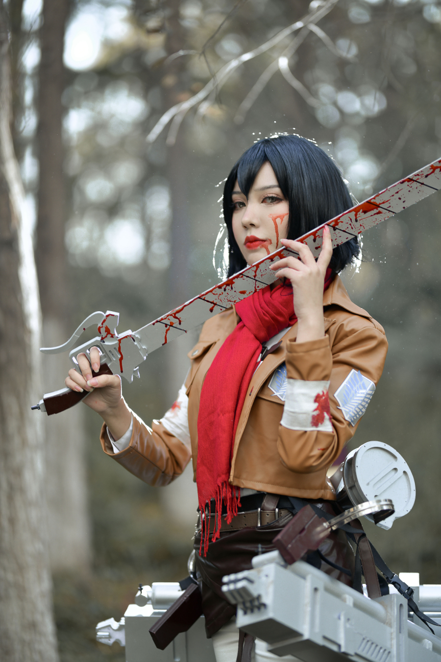 进击的巨人 三笠cosplay 最新最热Cosplay旗袍丝袜诱惑美女古装套图