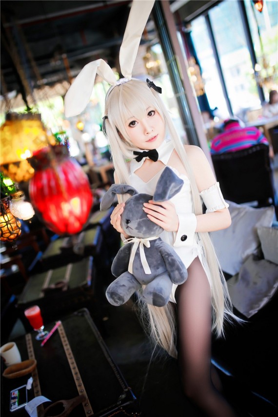 迷人美女黑丝美腿cosplay兔女郎春日野穹妩媚妖艳