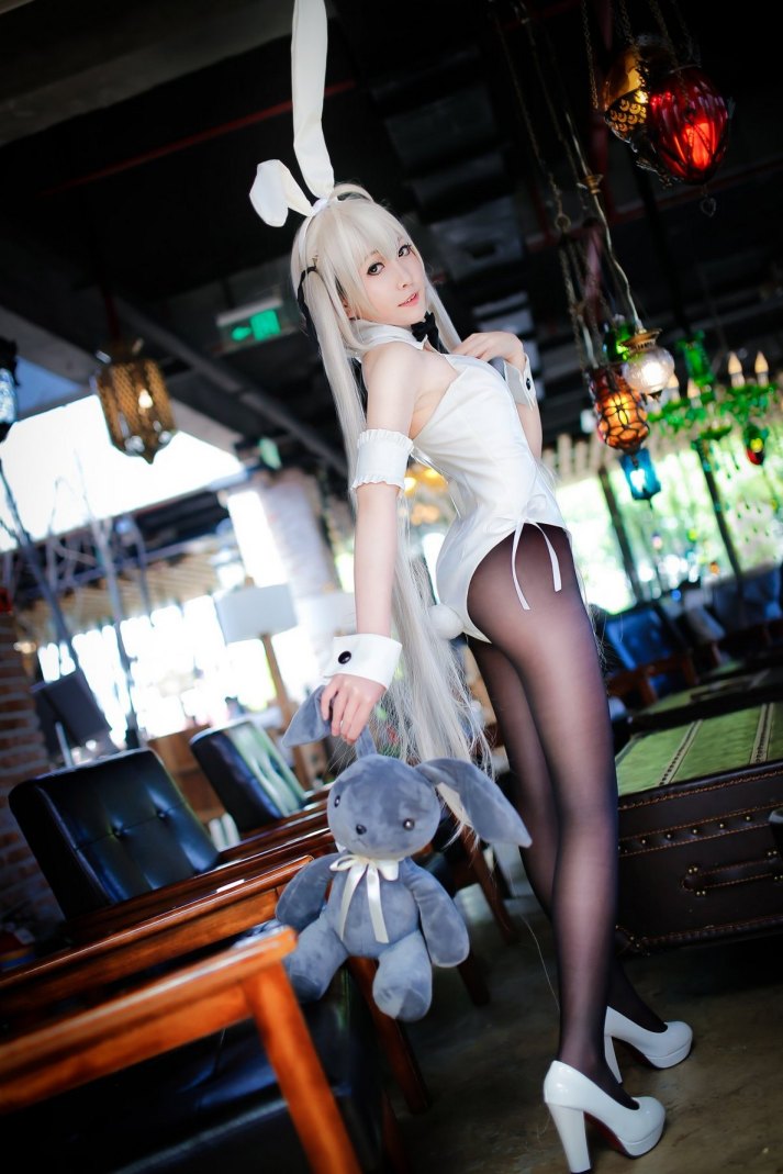 迷人美女黑丝美腿cosplay兔女郎春日野穹妩媚妖艳